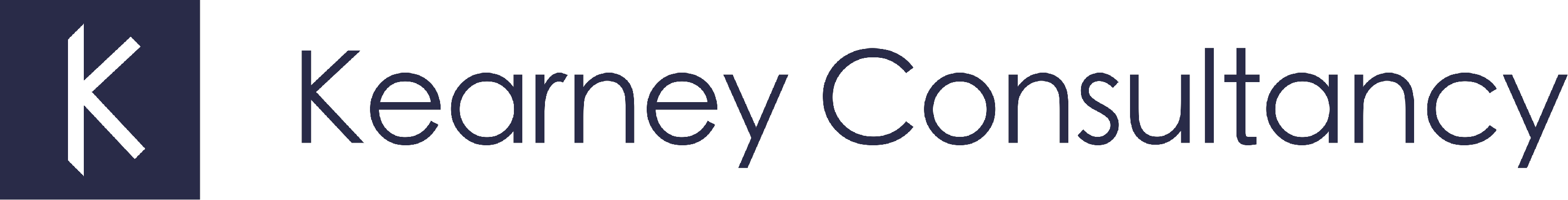 Kearney Consultancy's navy and white 'K' square icon logo and the 'Kearney Consultancy' text logo.